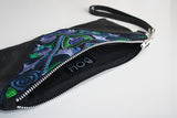 Bag Of Hope mini BOH blue embroidered leather purse zip inside