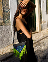 Bag Of Hope BOH green tassel blue embroidered waist bag leather shoulder bag view