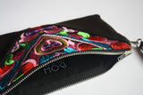 Bag Of Hope mini BOH multicolour embroidered pouch purse waist bag close up inside zip detail