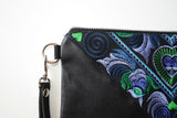 Bag Of Hope mini BOH blue embroidered purse close up detail
