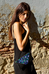 Bag Of Hope mini BOH blue embroidered purse waist bag wristlet side view