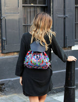 BOH Multi birds embroidered leather backpack rucksack handbag on model
