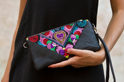 Bag Of Hope mini BOH multicolour embroidered pouch purse waist bag close up