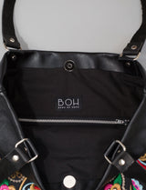 Bag Of Hope BOH Snake Swirl Embroidered leather shopper tote handbag  inside