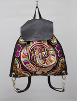 Snake Swirl BOH embroidered leather backpack handbag front