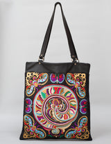 Bag Of Hope BOH Snake Swirl Embroidered leather shopper tote handbag front