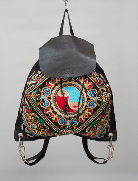 Bag of Hope BOH fair trade embroidered leather backpack